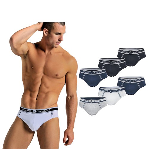 6 Slip Uomo Navigare Underwear Cod.314 In Cotone Elasticizzato Bielastico Soft - Colore Nero, Grigio, Blu, Bianco